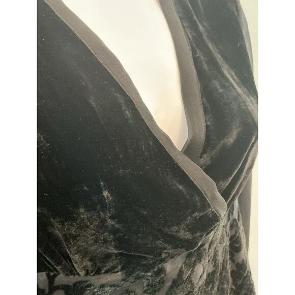 Silkland Womens Babydoll Top Size 6 Black Velvet Burnout Witchy Grunge Goth NEW - Picture 7 of 9